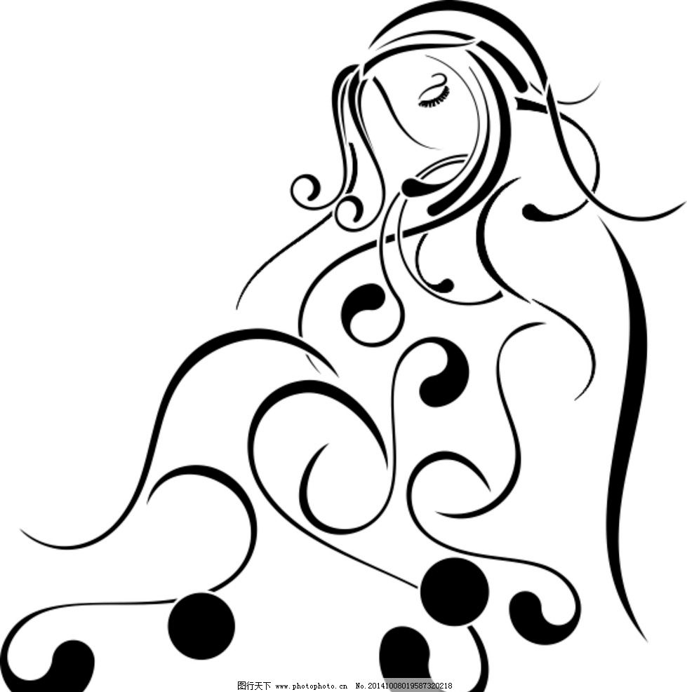 美女 素描 手绘 矢量图 抽象 手绘矢量图 设计 文化艺术 其他 cdr