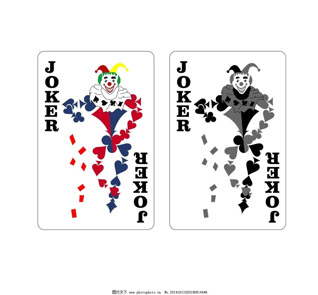 joker 扑克牌 小丑 双鬼 大小王 设计素材 设计 广告设计 卡通设计