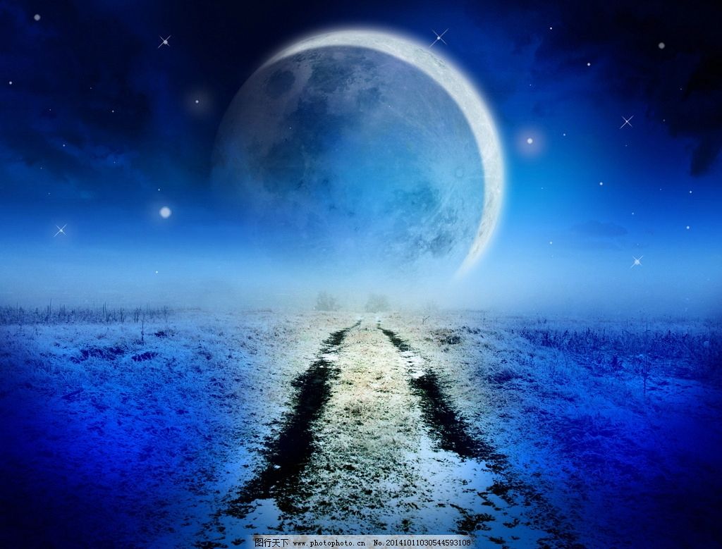 梦幻世界月亮图片,夜空 蓝色夜晚 天空 游戏 诡异-图图片