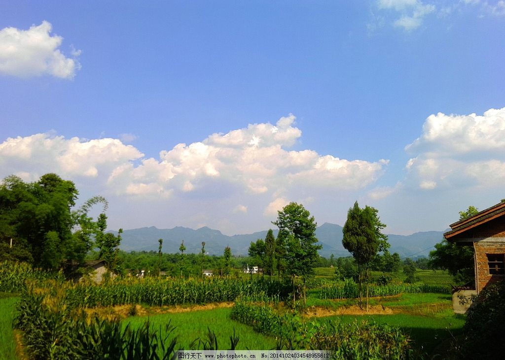 乡村自然风景田园手绘