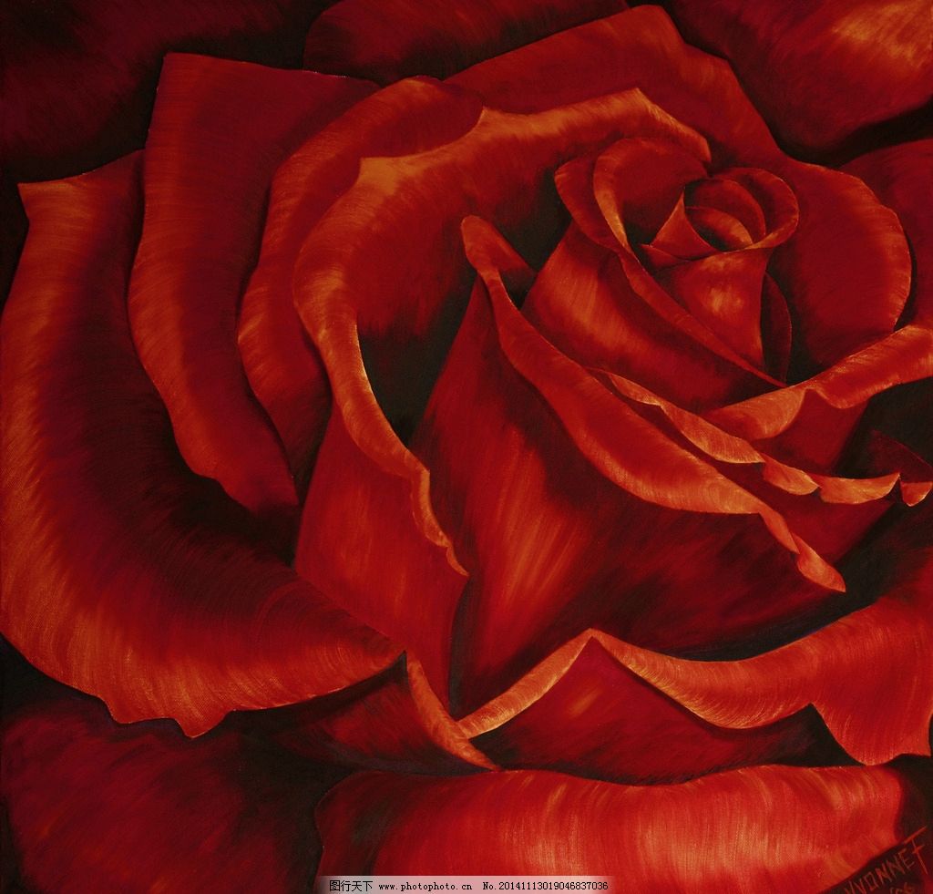 玫瑰花油画图片