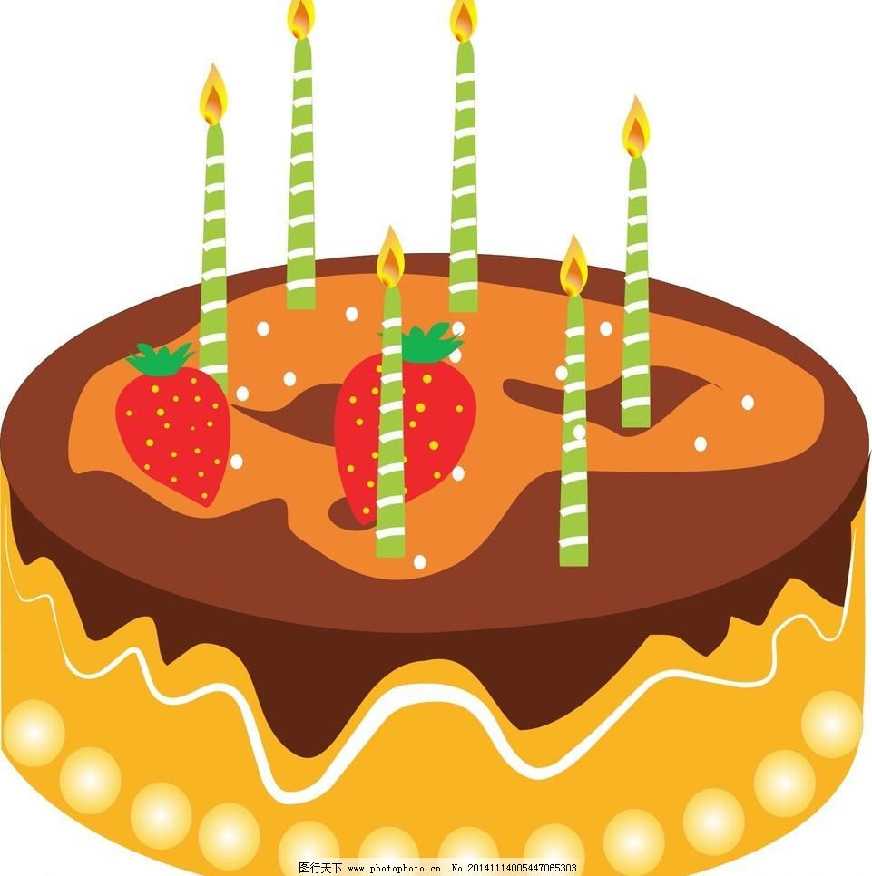 生日蛋糕,草莓 橙色 广告设计 黄色 卡通设计 蜡烛-图行天下图库