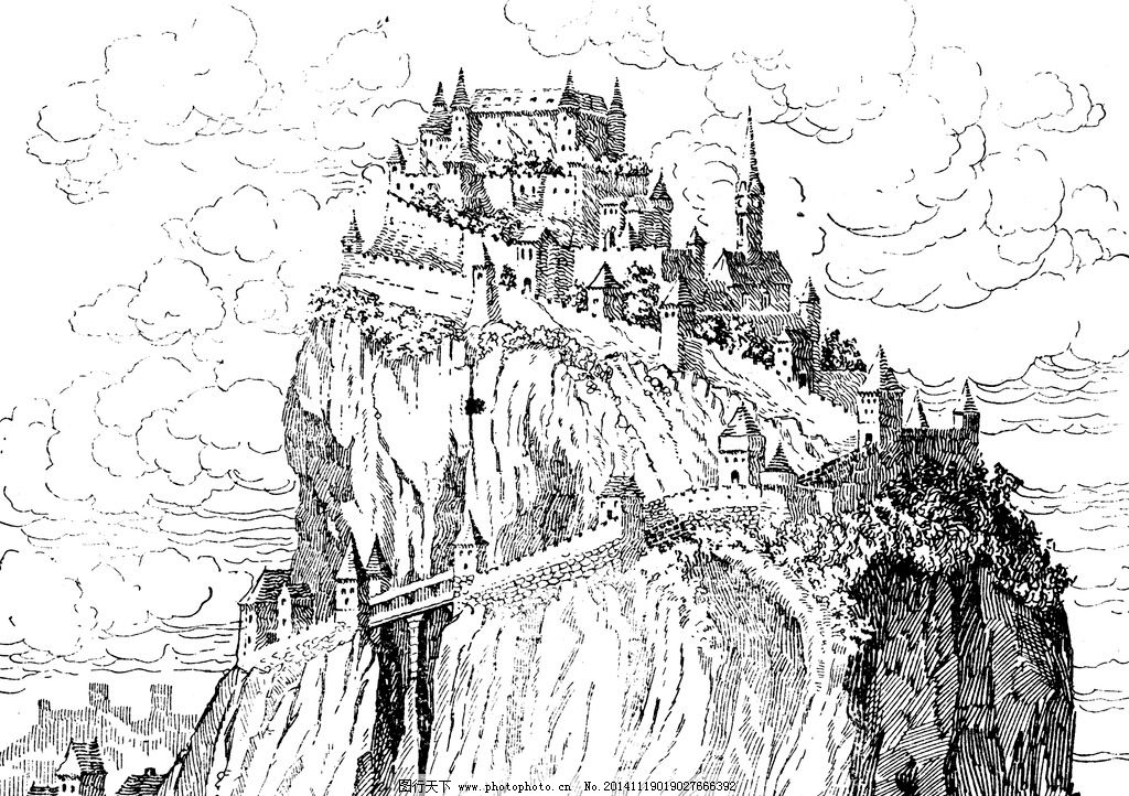 城堡 欧式建筑 建筑插画 素描 房子 房子素描 设计 文化艺术 绘画书法