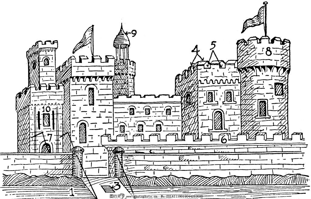 城堡 欧式建筑 建筑插画 素描 房子 房子素描 设计 文化艺术 绘画书法
