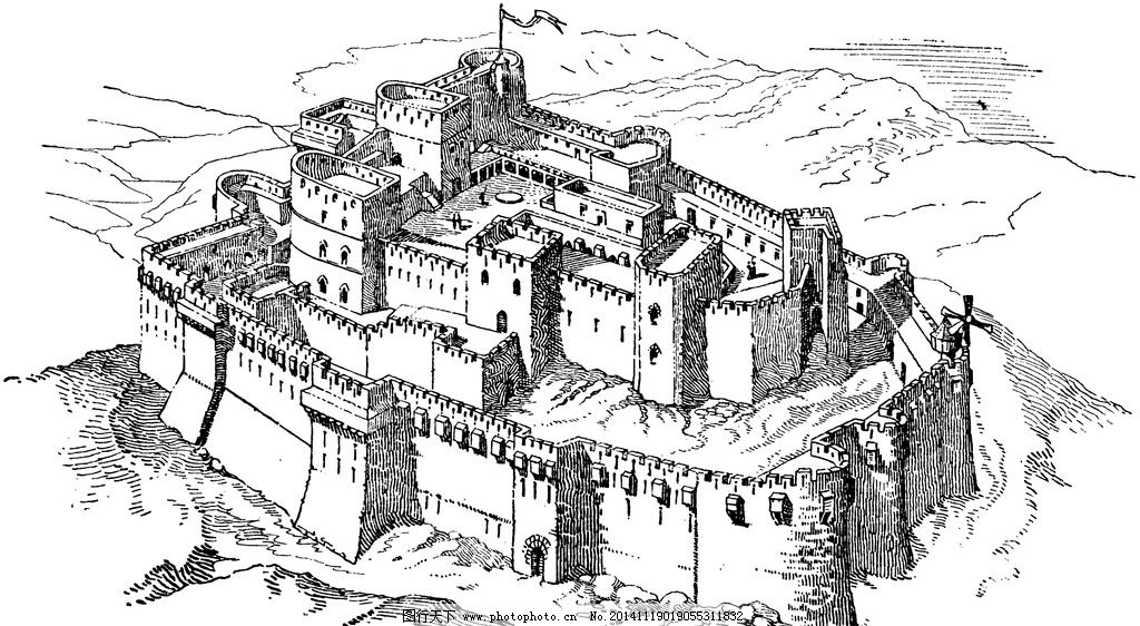 城堡 欧式建筑 建筑插画 素描 房子 房子素描 设计 文化艺术 绘画