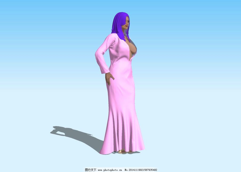美女站式3D模型图片