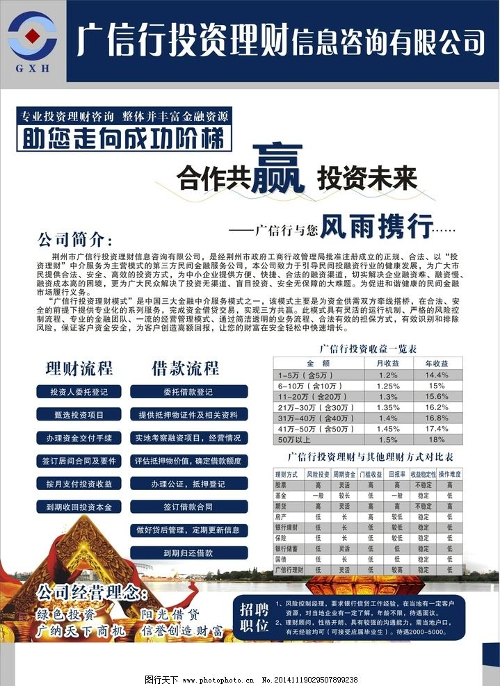 广信行投资图片,理财 金融 贷款 蓝色背景-图行