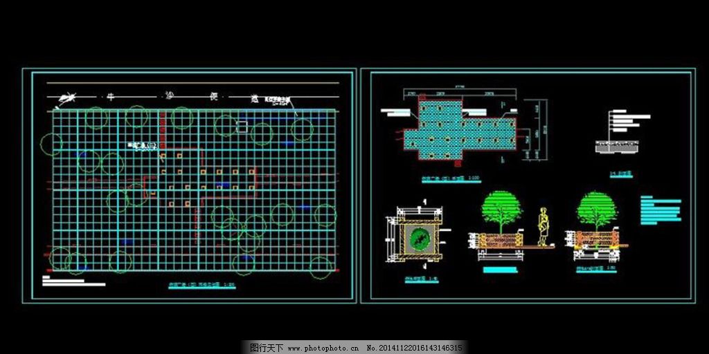 铺装树池CAD图纸,工程图 绿化设计 平面图 施