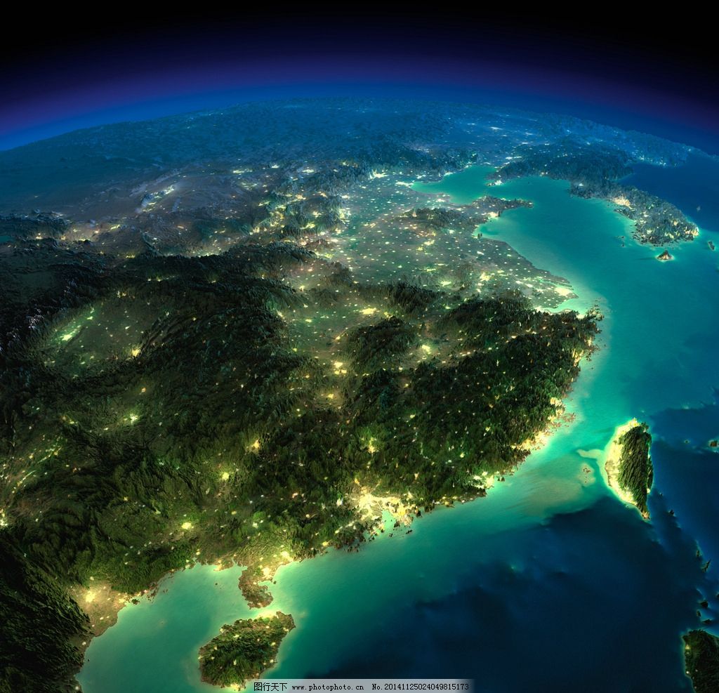 中国夜晚卫星照片图片