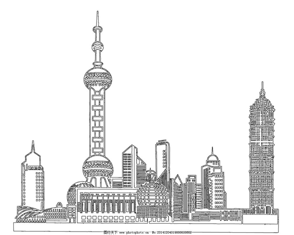 上海东方明珠黑色线条图片