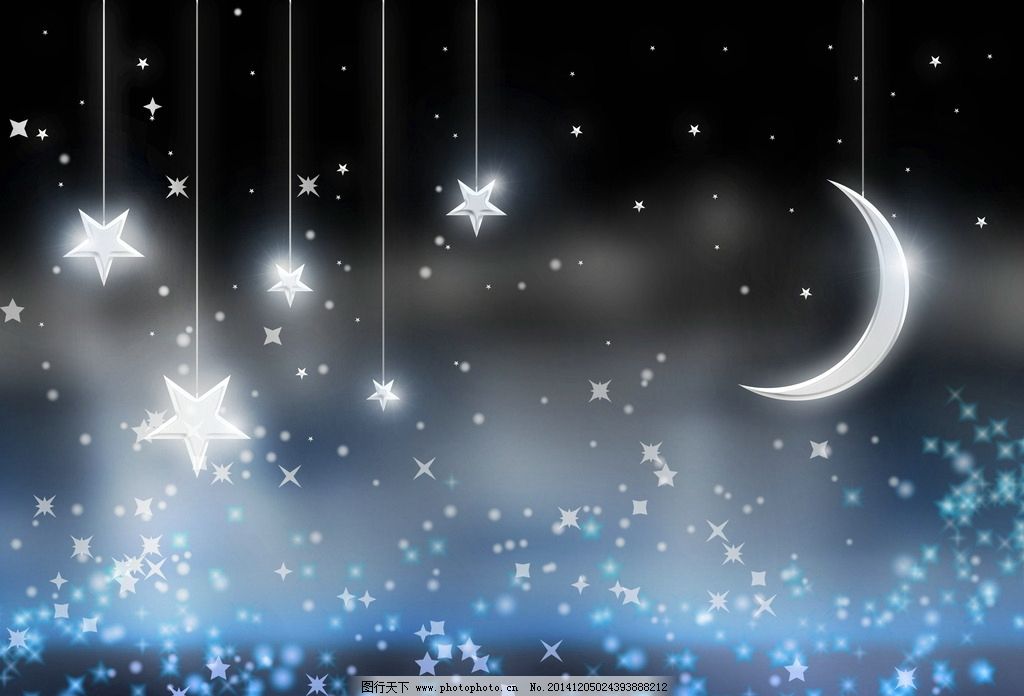 卡通星空月夜图片