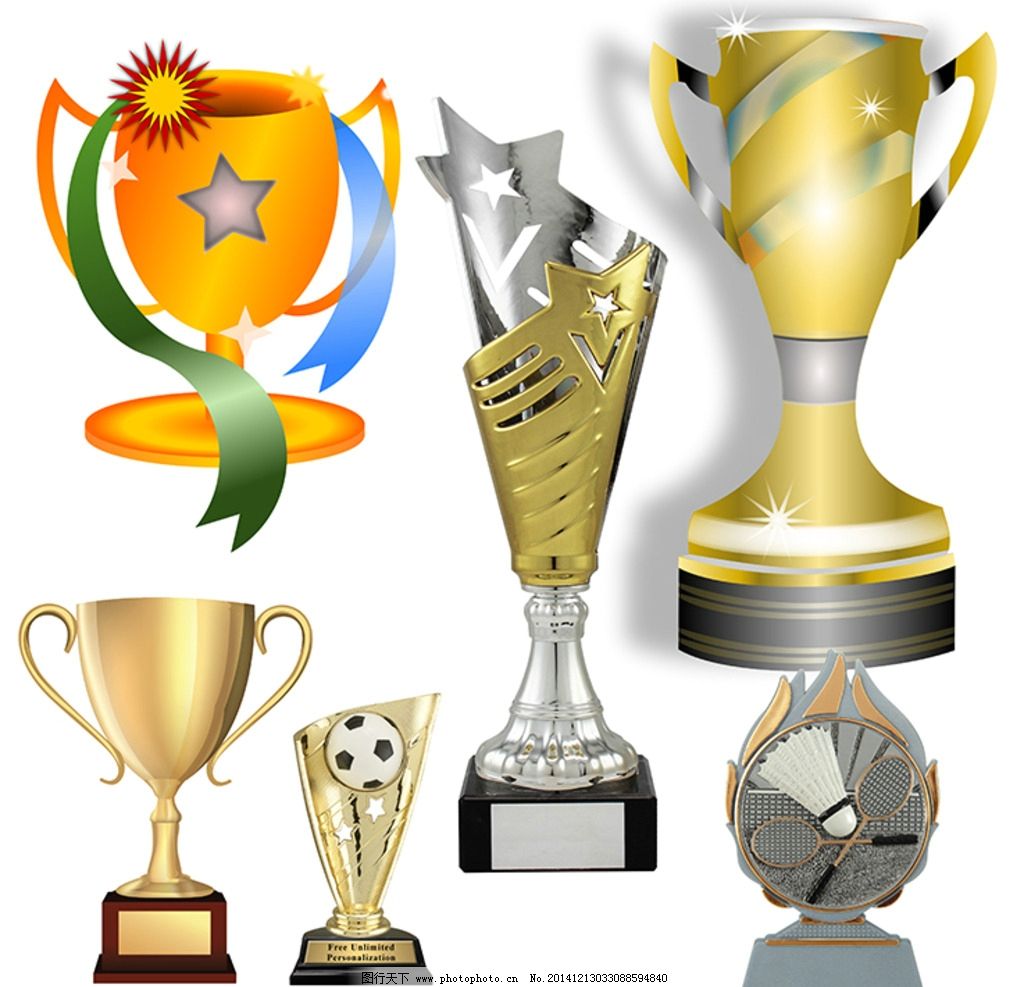 奖杯年度盛典素材矢量图|银奖杯 奖杯造型 奖杯模板