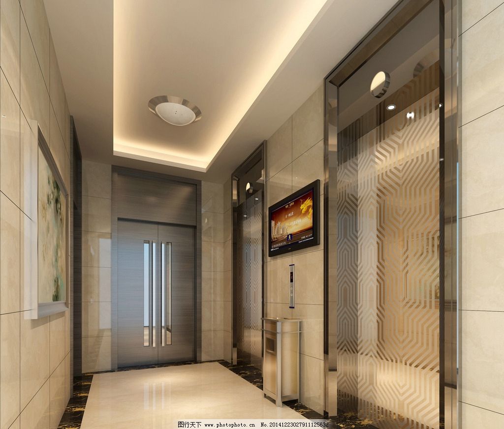 3D设计 效果图 电梯厅设计图__室内设计_环境设计_设计图库_昵图网nipic.com