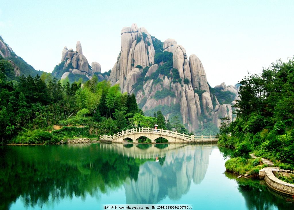 山水图片,山石 湖水 小桥 树木 自然风景 摄影 自然