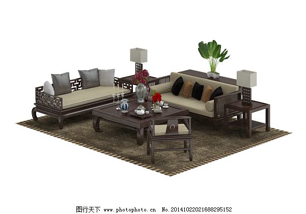 沙发茶几组模型图片 建材 现代科技 图行天下素材网
